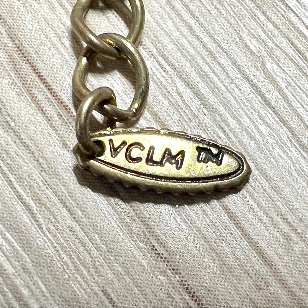 Vintage VCLM Bronze Tone Wing Chandelier Necklace With Cubic Zirconia Accents - Picture 4 of 4